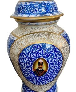 جینجرجار چینی قلم آبی طلاکوب بزرگ