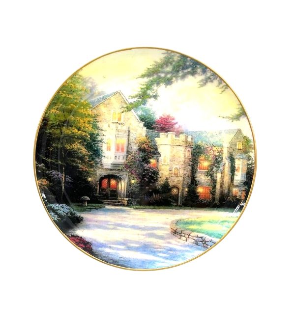 بشقاب دیوارکوب طرح منظره دور طلایی کد 2