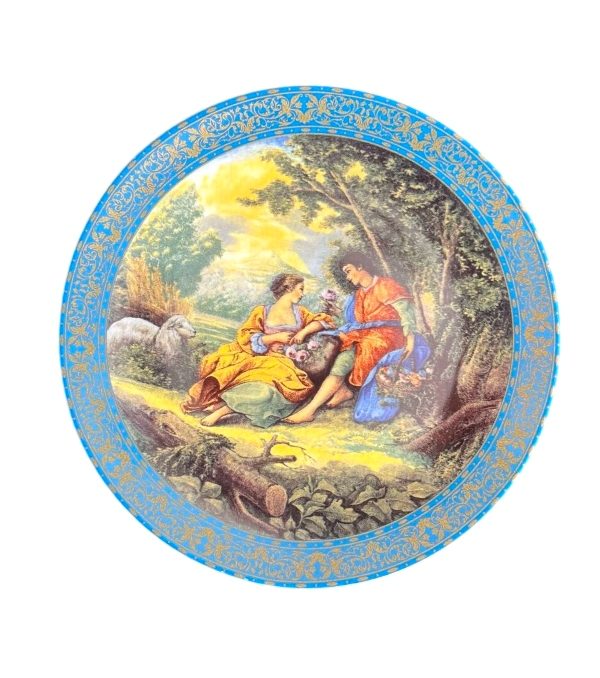 بشقاب دیوارکوب طرح لیلی و مجنون دور طلایی کد 2