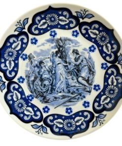 ظرف پایه دار چینی قلم آبی گرد
