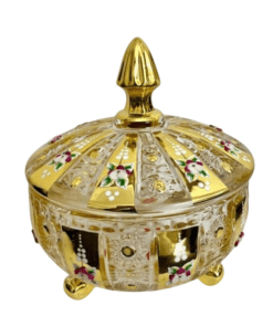 شکلات خوری سه پایه طرح کریستال گل برجسته طلاکوب