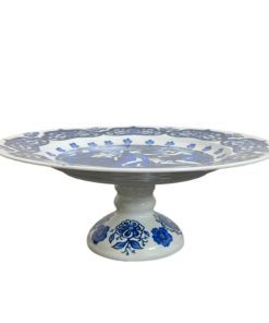 ظرف پایه دار چینی قلم آبی گرد