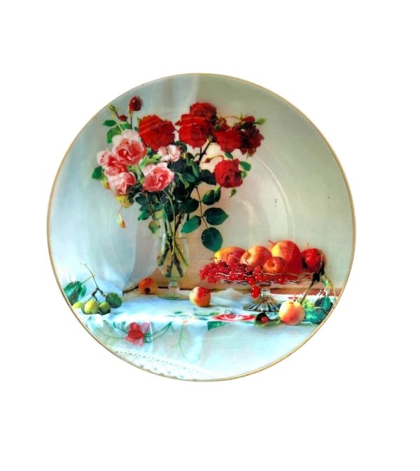 بشقاب دیوارکوب طرح گل کد 1 قطر 19