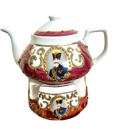 قوری و وارمر شاه عباسی قرمز طلاکوب