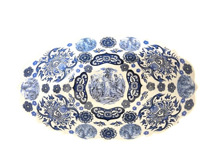 کاسه بشقاب بیضی قلم آبی