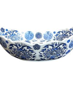 کاسه بشقاب بیضی قلم آبی