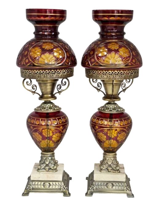 آباژور شیشه ای تراش خورده قرمز کد 1