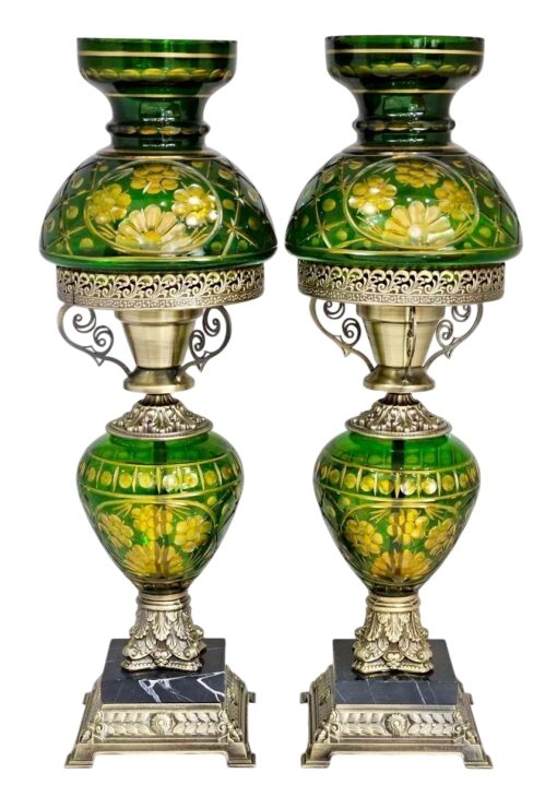 آباژور شیشه ای تراش خورده سبز کد 1