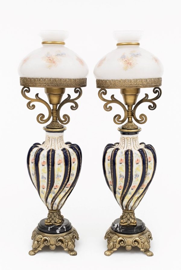 آباژور سورمه ای نقاشی شده مدل چراغ دنسی