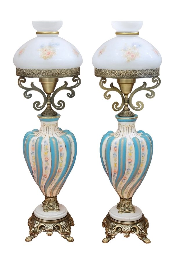 آباژور فیروزه ای نقاشی شده مدل چراغ دنسی