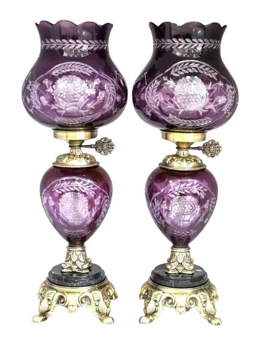 آباژور شیشه ای تراش خورده بنفش کد 1