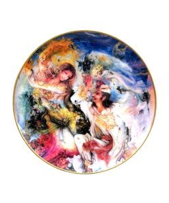 بشقاب دیوارکوب طرح کلاسیک دور طلایی قطر 21