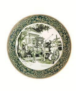 بشقاب دیوارکوب طرح لیلی و مجنون دور سبز کد 5