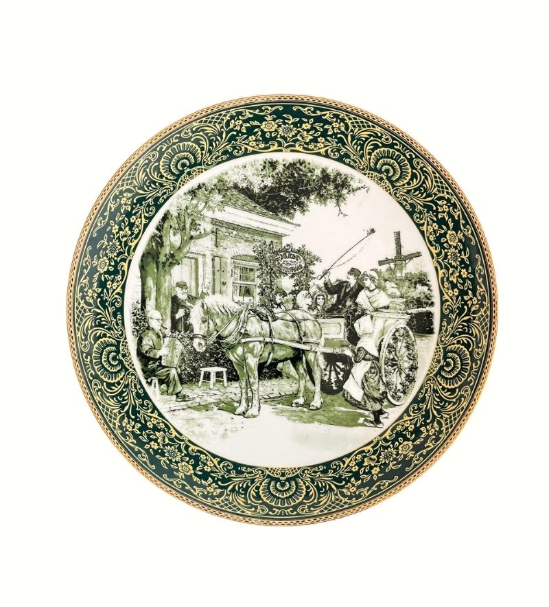 بشقاب دیوارکوب طرح لیلی و مجنون دور سبز کد 5