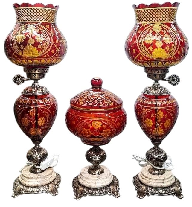 آباژور شیشه تراش خورده | ست