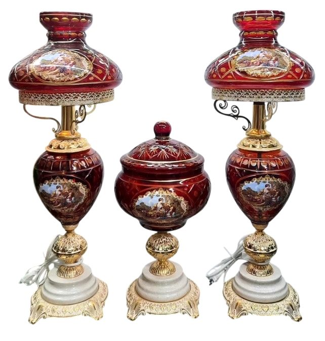 آباژور شیشه ای طرح رومئو و ژولیت | ست