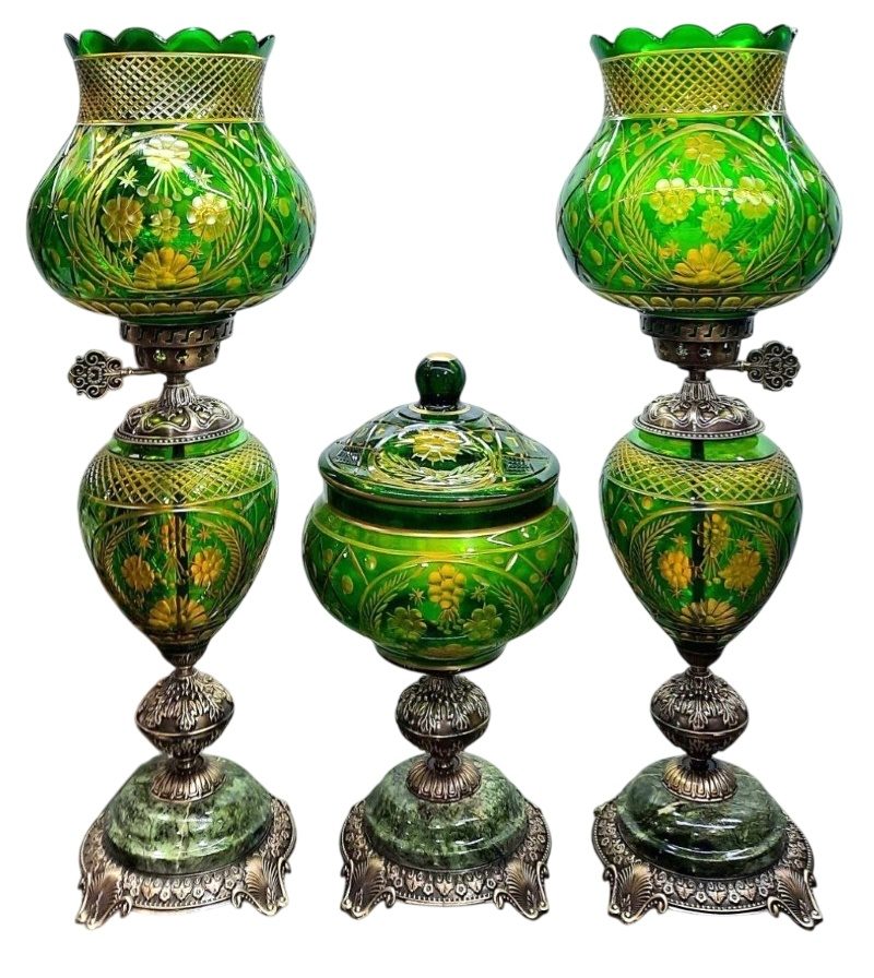 آباژور شیشه تراش خورده | ست