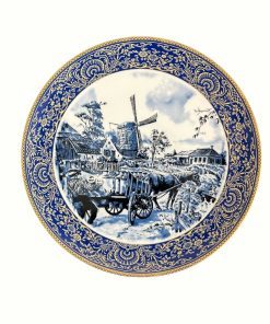 بشقاب دیوارکوب قلم آبی طرح منظره قطر 27