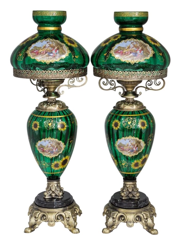 آباژور شیشه ای طرح لیلی و مجنون و آفتابگردان