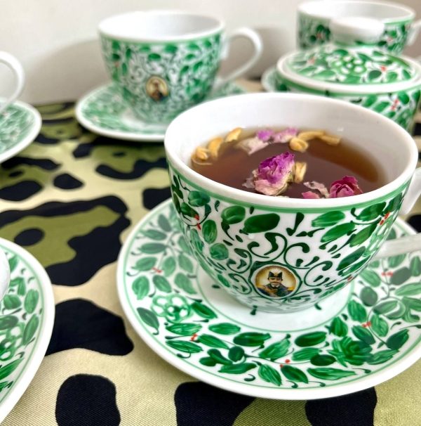 سرویس چای خوری قلم سبز گردنر قدیمی