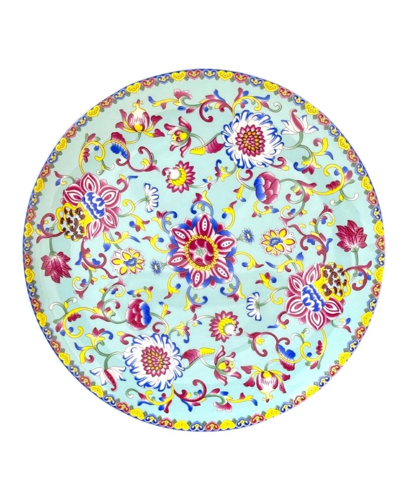 کاسه و بشقاب گل برجسته فیروزه ای