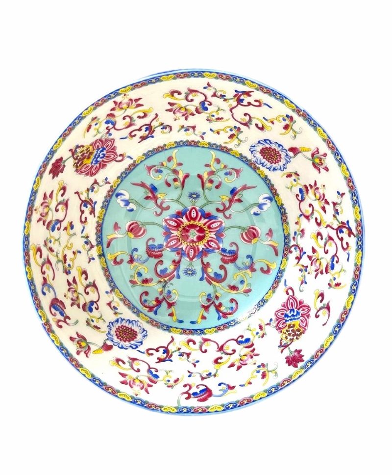 کاسه و بشقاب گل برجسته فیروزه ای