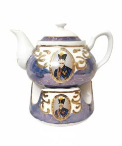 قوری و وارمر شاه عباسی سورمه ای طلاکوب