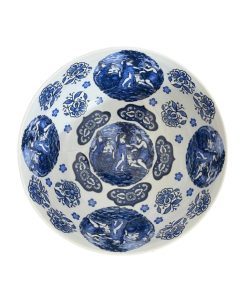 ظرف پایه دار چینی قلم آبی گرد کد 1