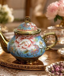 قوری چینی طلایی طرح دار