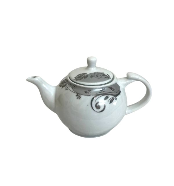 قوری چینی سفید و طوسی کد 2